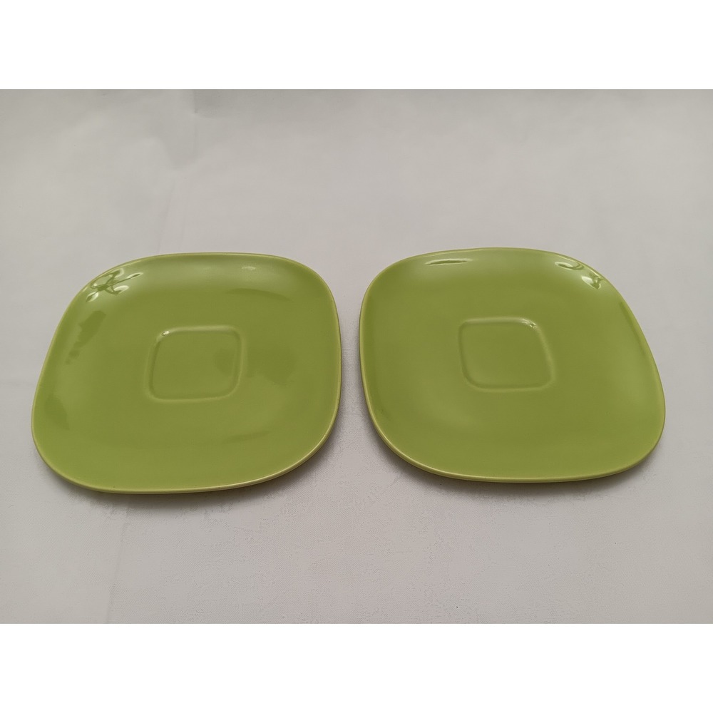 Franciscan Tiempo Pistachio Green Square Saucer Plates Set of 2 MCM California